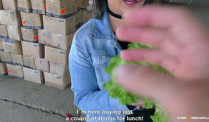 Fat horny slut with oiled body taking D in POV style