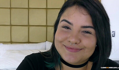 Fat horny slut with oiled body taking D in POV style