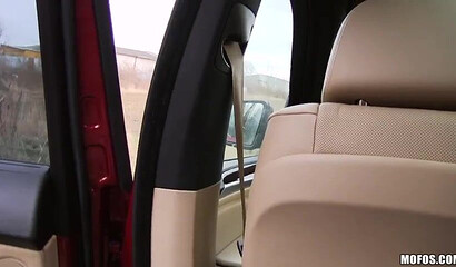 Brunette babe Vanessa Decker screams of hardcore sex on the backseat POV