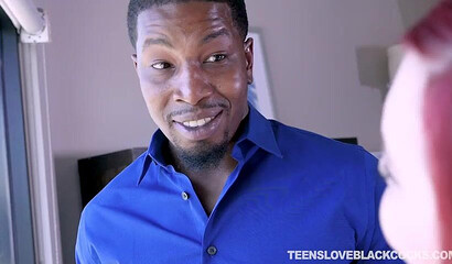 Teen redhead with sexy tattoos Amber Ivy bends over to get BBC