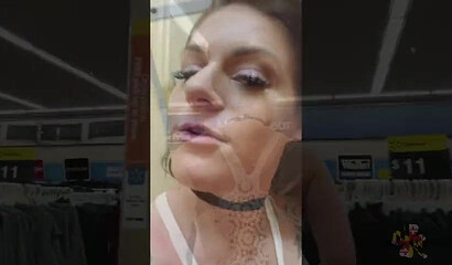 Slutty brunette mommy Clover Baltimore flashing with her big tits in public