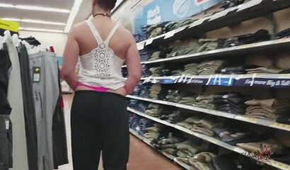 Slutty brunette mommy Clover Baltimore flashing with her big tits in public