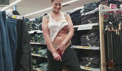 Slutty brunette mommy Clover Baltimore flashing with her big tits in public