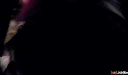 Slutty redhead with big tits getting banged in the public toilet