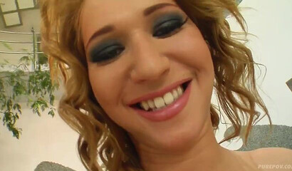 Slut with well rounded butt Mel gets her ass fingered while fucking POV