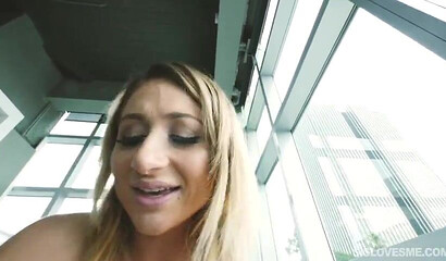 Alluring blonde stepsister Chloe sucks and fucks in POV style