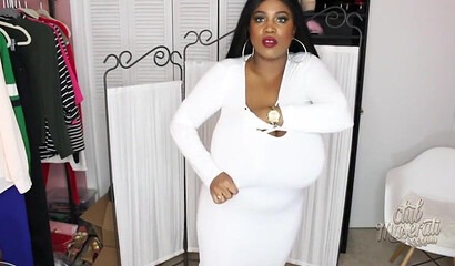Ebony Maserati searching for a perfect clothes for her big natural tits