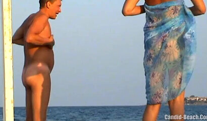 Horny voyeur caught hot blondes nude on the public beach