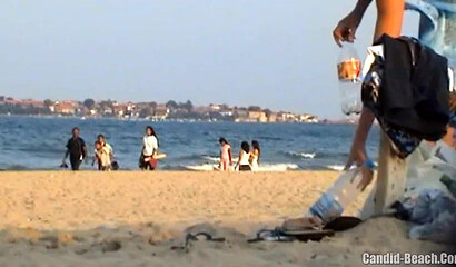 Horny voyeur caught hot blondes nude on the public beach