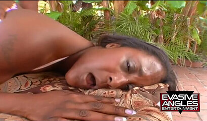 Ebony slut with huge butt takes big black cock in her tight ass
