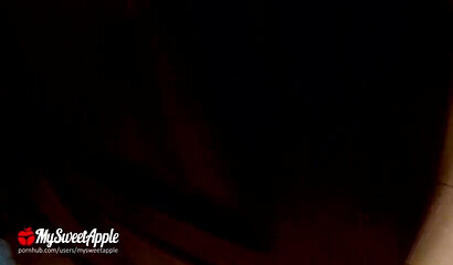 Skinny amateur Mysweetapple blowing boyfriend's big cock in POV