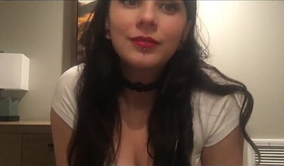 Superb looking amateur teen spanking her big round ass on webcam