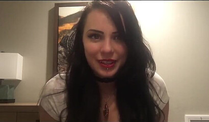 Superb looking amateur teen spanking her big round ass on webcam