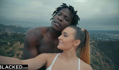 Petite white chick with big tits riding big black dick