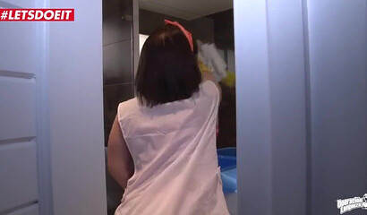 Latina maid gets seduces and fucked in a hotel room