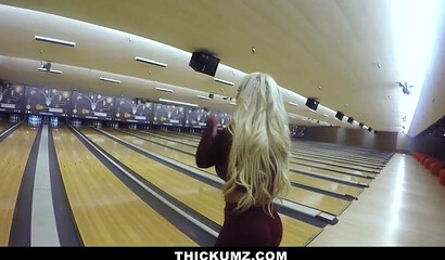 Picking up curvy blonde MILF Brandi Bae on bowling and banging her wet cunt