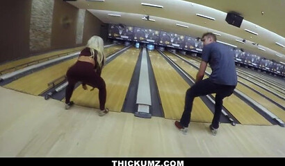Picking up curvy blonde MILF Brandi Bae on bowling and banging her wet cunt