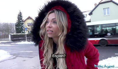 Busty blonde babe Jennifer Amilton fucks with stranger for money