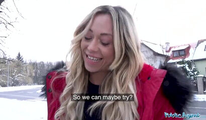 Busty blonde babe Jennifer Amilton fucks with stranger for money