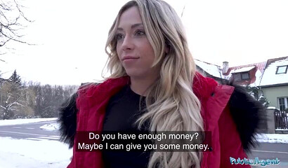 Busty blonde babe Jennifer Amilton fucks with stranger for money