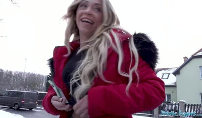 Busty blonde babe Jennifer Amilton fucks with stranger for money