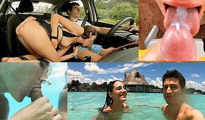 Amateur brunette babe Mysweetapple blowing boyfriend's cock on the roadtrip