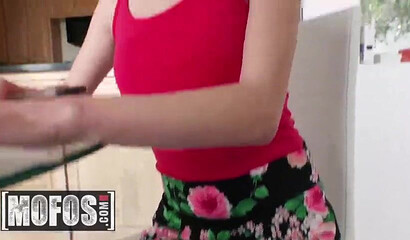 Tiny teen with glasses Angel Smalls takes really big dick in her anal hole