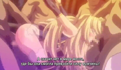 Big boobed hentai blonde gets gangbanged by a bunch of horny dudes