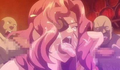 Big boobed hentai blonde gets gangbanged by a bunch of horny dudes