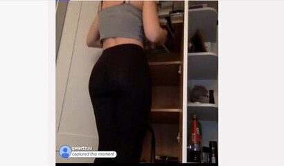 Compilation of brunette hottie stripping and masturbating on home webcam