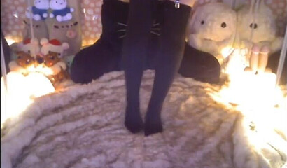 Pink haired amateur teen with small tits shows her masturbation skills on webcam