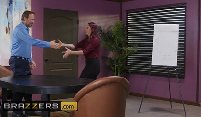 Big titted redhead Monique Alexander getting destroyed at the office