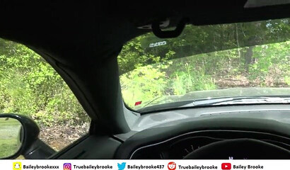 Kinky whore with big chest Bailey Brooke sucking dick on beach and in the car