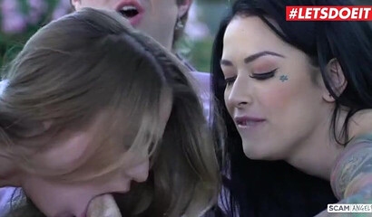 Slutty girls Katrina Jade and Kenzie Madison enjoying hardcore three way sex