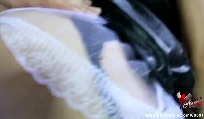 Brunette angel like maid getting her anal hole stuffed with boner