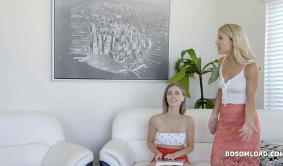 Sexy stepmom catches her young blonde stepdaughter fucking her BF