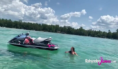 Sexy curvy slut Rahyndee James gives blowjob and dick ride POV