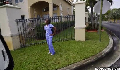 Black skinny slut Lexxi Deep taking stiff white knob in the car