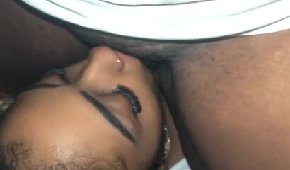 Ebony dykes enjoy facesitting in this amateur lesbo scene