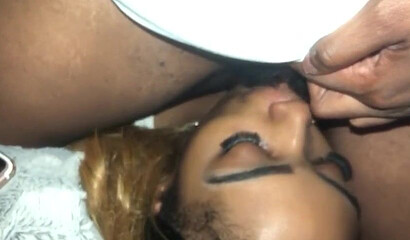 Ebony dykes enjoy facesitting in this amateur lesbo scene