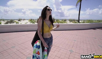 Sexy brunette MILF with tattoos gets banged after blowjob in the car