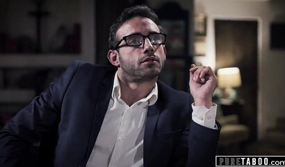 Cock addicted chick Abigail Mac satisfies two huge knobs on the couch