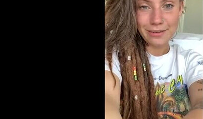 Adorable brunette slut with dreads sucking and getting that knob in her twat