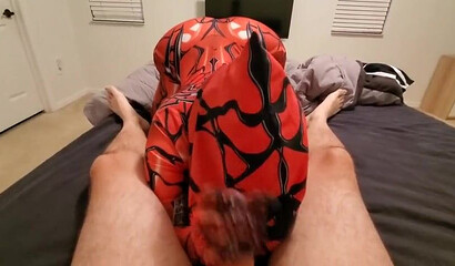 Bombastic and slutty bodypainted brunette fucking big male rode in POV