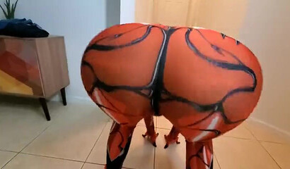 Bombastic and slutty bodypainted brunette fucking big male rode in POV