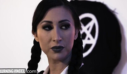 Brunette angel like babe with big boobs Lily Lane getting her twat filled deeply