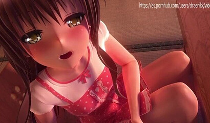 Henati stepsister caught masturbating and gets fucked and creampied