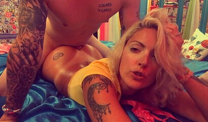 Inked blonde MILF v enjoys in homemade banging with her hubby