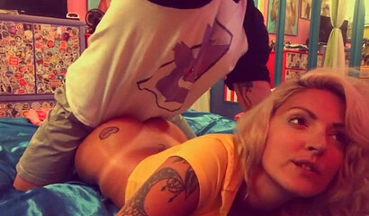 Inked blonde MILF v enjoys in homemade banging with her hubby