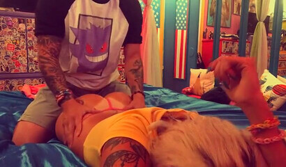 Inked blonde MILF v enjoys in homemade banging with her hubby